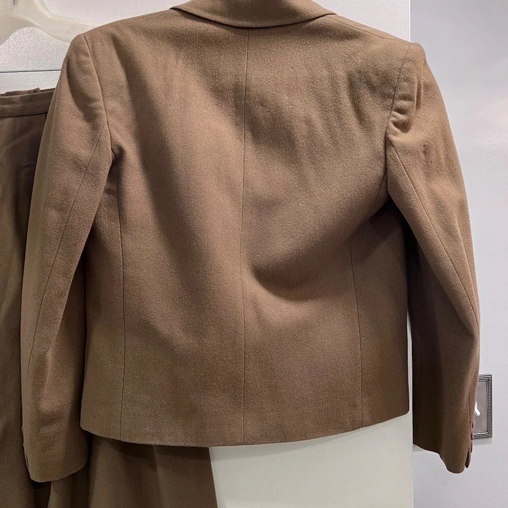 Size 8 Vintage Nan Elliot exclusive Wool Brown Cropped Blazer & Skirt Set - Picture 3 of 6